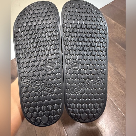 Cat & Jack Kids' Black and Cream Slide Sandals - Picture 2 of 3